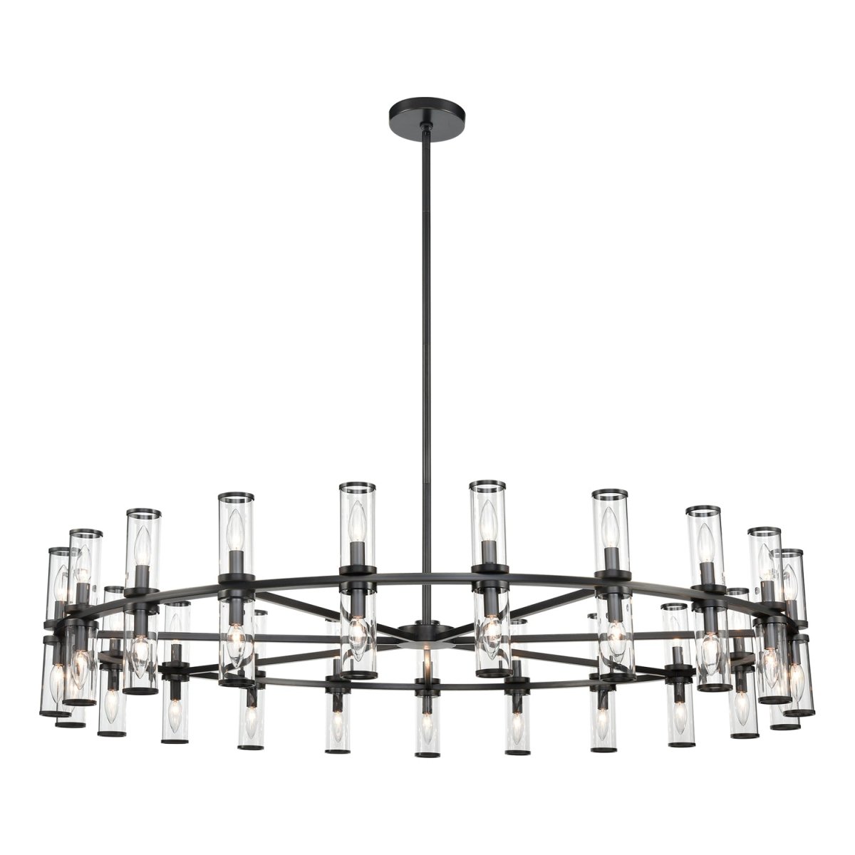 Chandelier Revolve - Verre transparent / bronze urbain 60 3/8" 12 5/8" by Alora Lighting | Luminaires & cie