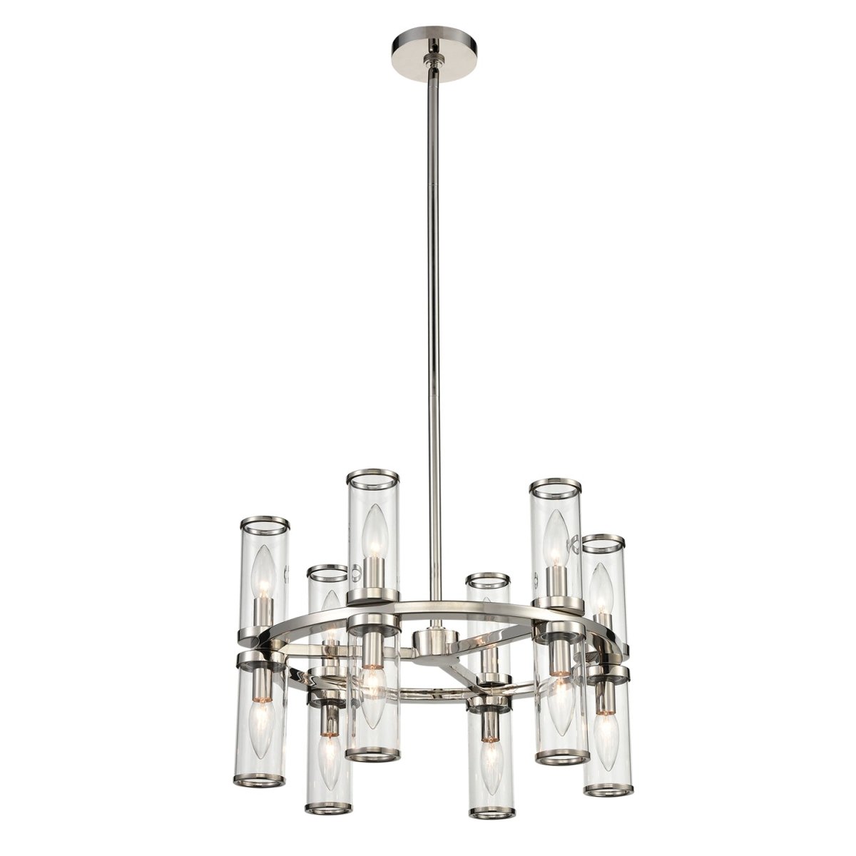 Chandelier Revolve - Verre transparent / nickel poli 18 5/8" 12 5/8" by Alora Lighting | Luminaires & cie