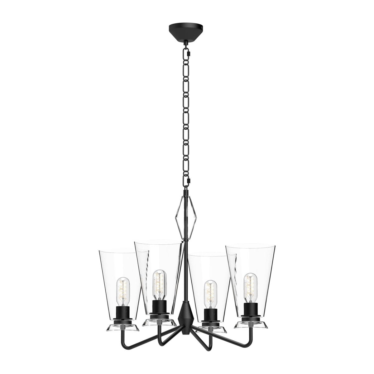 Chandelier Salem - Verre transparent / noir mat by Alora Lighting | Luminaires & cie