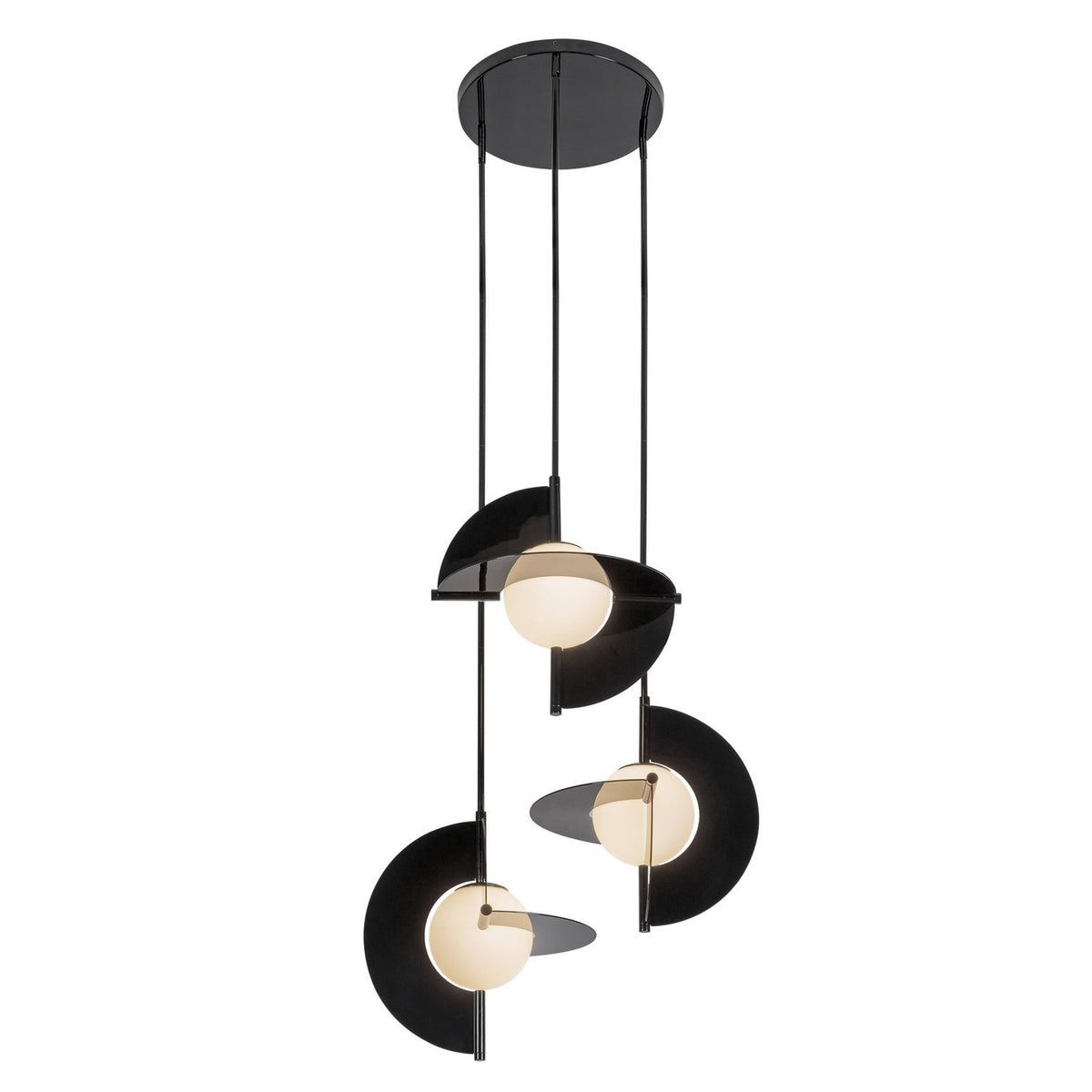 Lustre Scorpio Noir brillant / Verre opale – vue 2