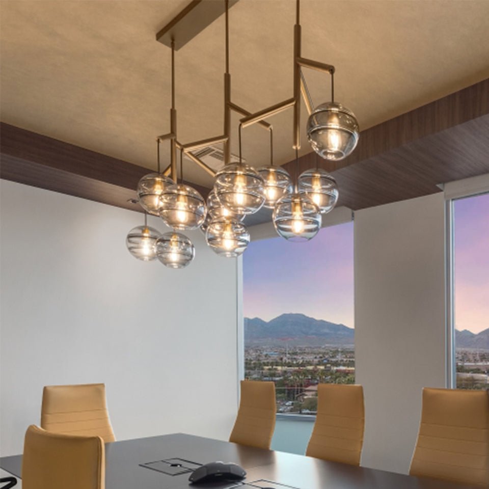 Chandelier Sedona Triple - Nickel satiné Fumé Oui by Tech Lighting | Luminaires & cie
