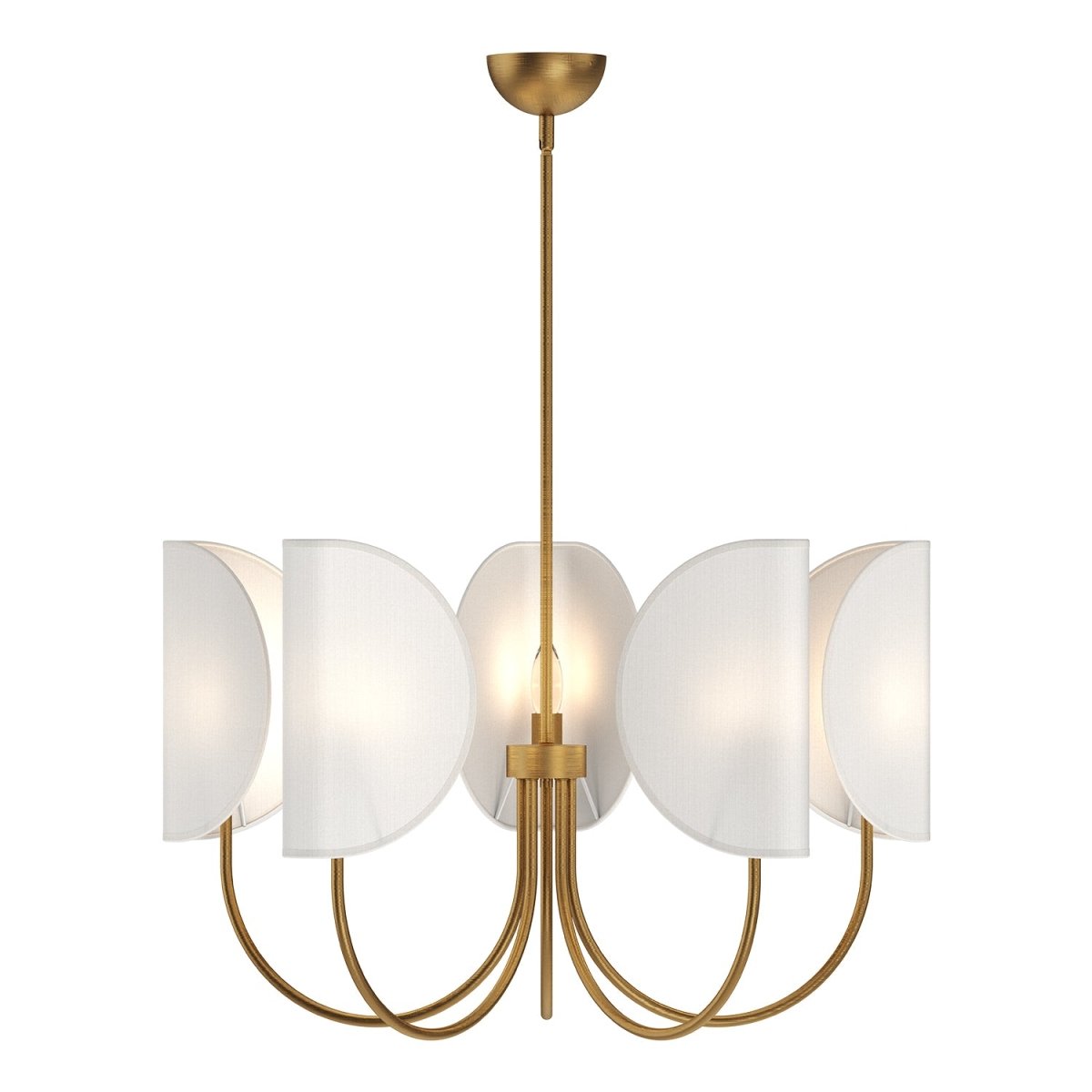 Chandelier Seno - Tissu de coton en or / blanc âgé 32" by Alora Lighting | Luminaires & cie