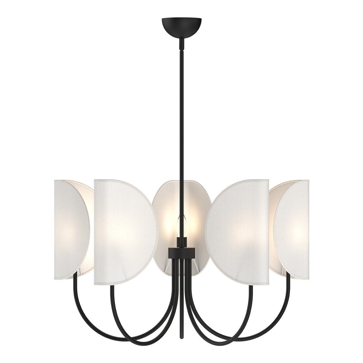 Chandelier Seno - Tissu de coton noir / blanc mat 32" by Alora Lighting | Luminaires & cie