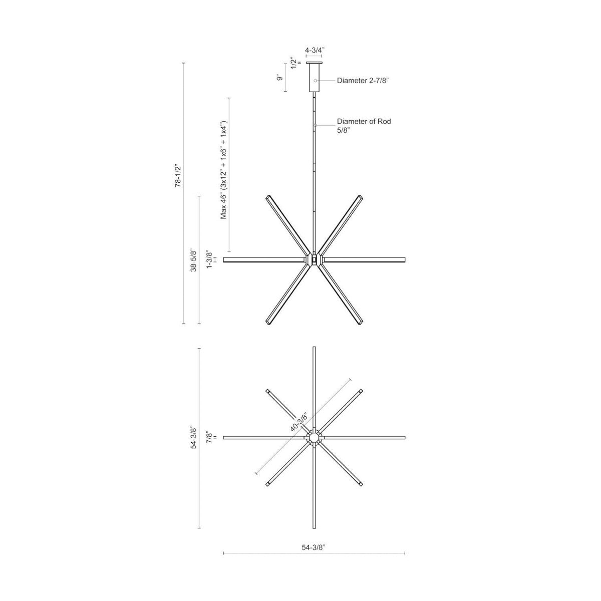 Chandelier Sirius - Or brossé 54 3/8" by Kuzco Lighting | Luminaires & cie