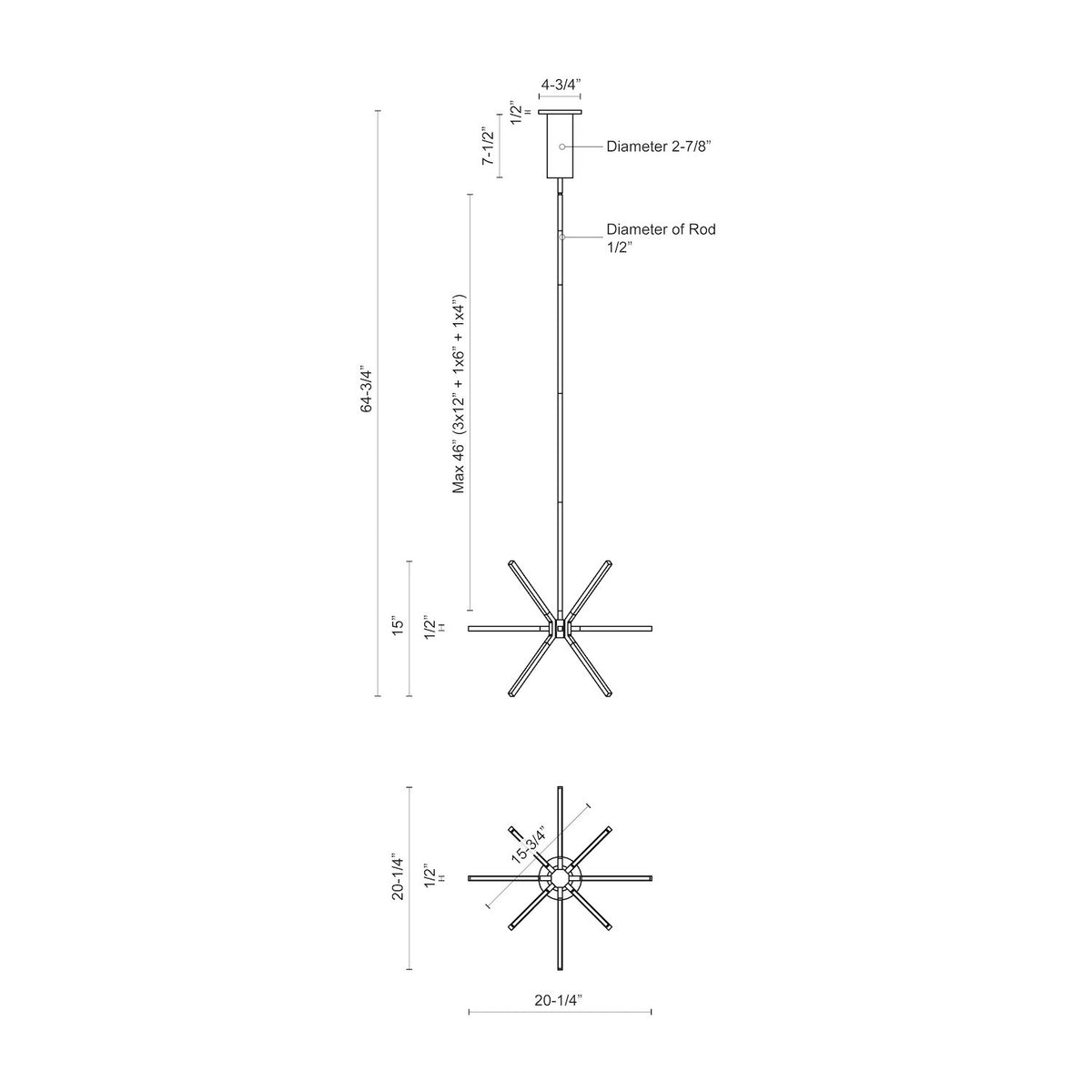 Lustre Sirius Minor Or brossé, 20 1/4" – vue 3