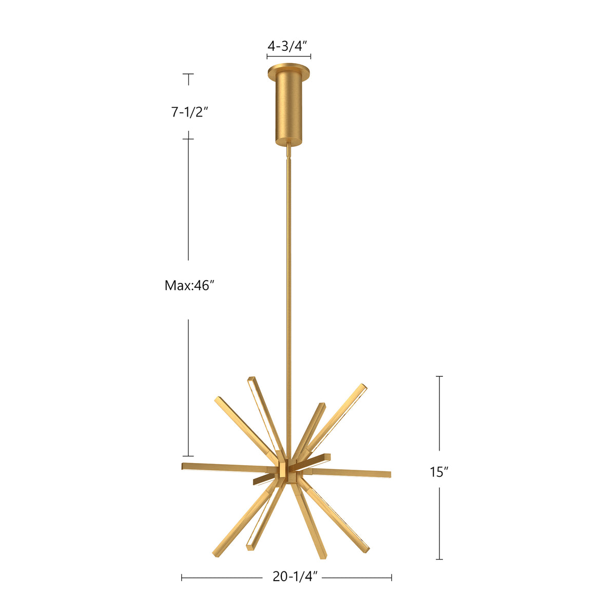 Lustre Sirius Minor Or brossé, 20 1/4" – vue 4