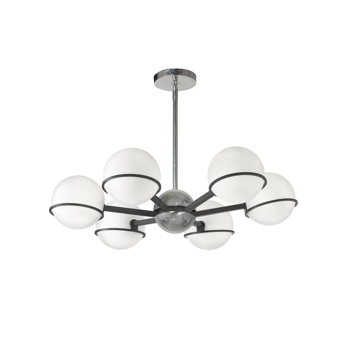Lustre Sofia Chrome poli et Noir mat, 28" – Dainolite
