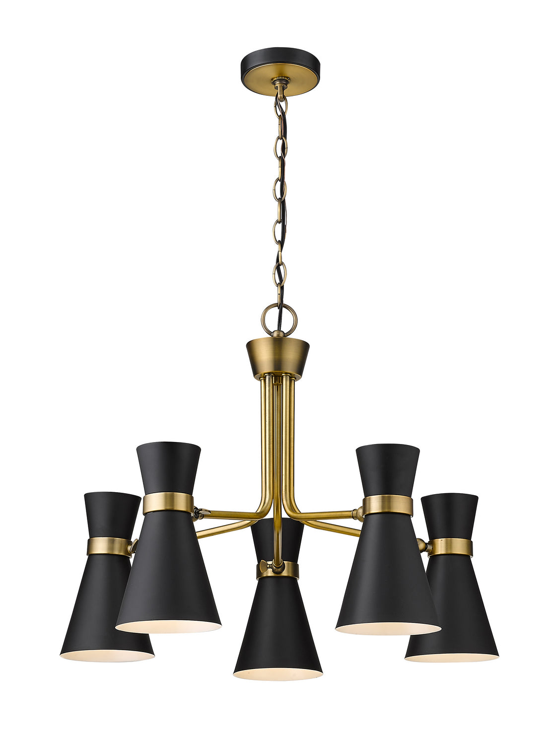 Lustre Soriano Noir mat + Laiton patrimoine, 27" – Z-Lite