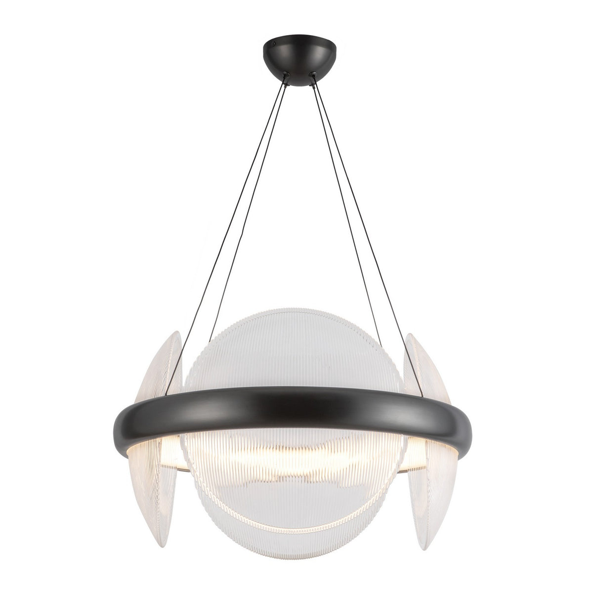 Suspension Taurus Bronze urbain / Verre strié transparent – Kuzco Lighting