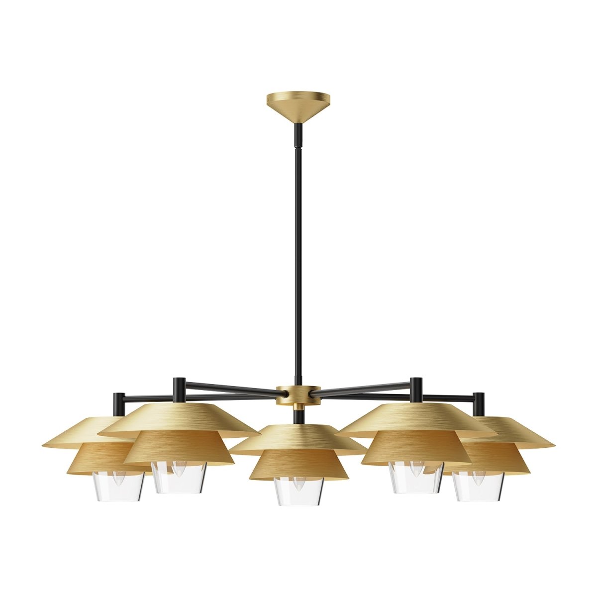 Chandelier Tetsu - Gold / verre clair brossé by Alora Lighting | Luminaires & cie