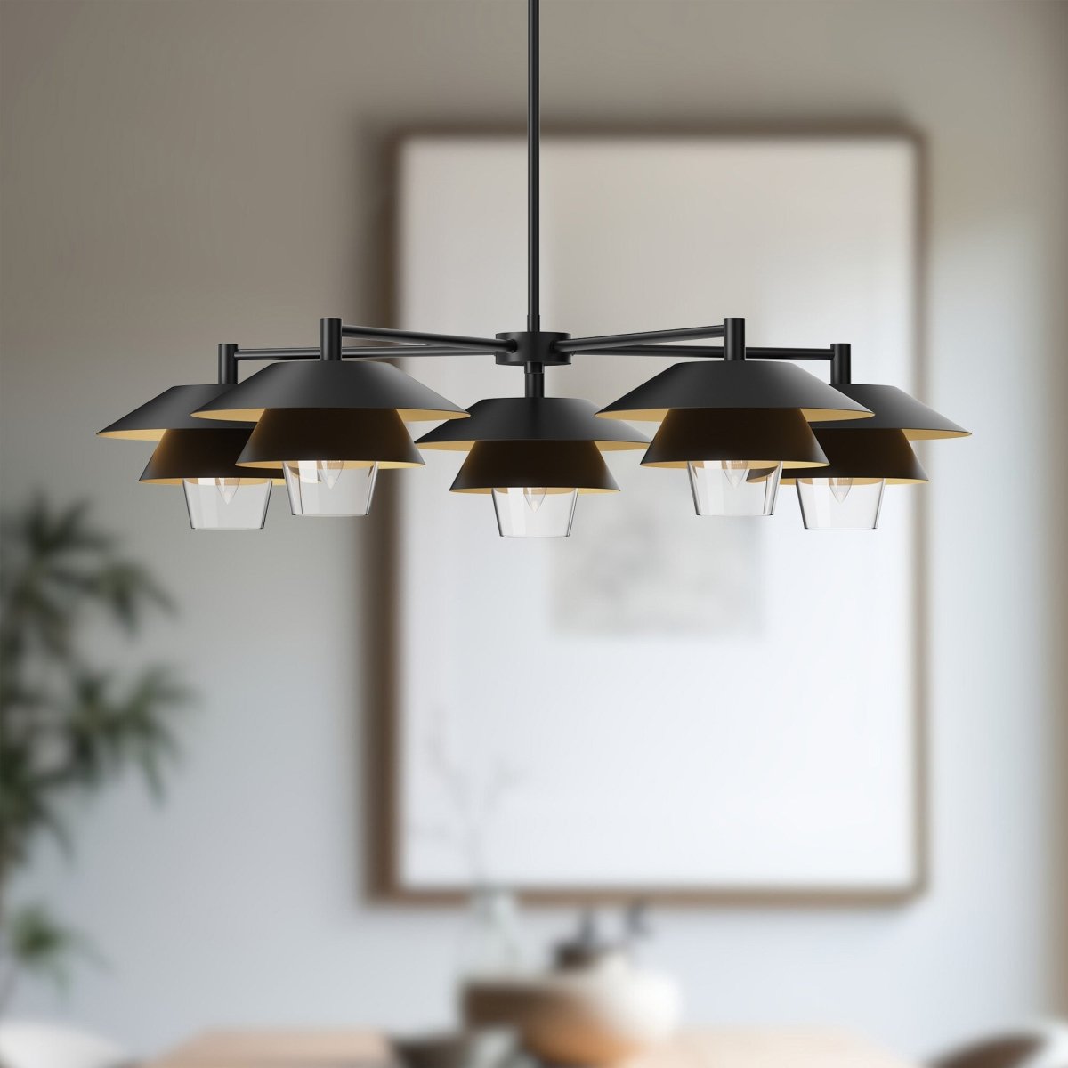 Chandelier Tetsu - Verre noir / transparent by Alora Lighting | Luminaires & cie