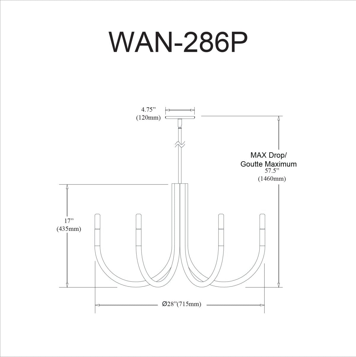 Chandelier Wand - Noir mat 28" by Dainolite | Luminaires & cie