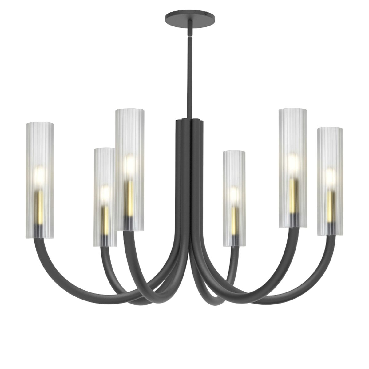 Chandelier Wand - Noir et Laiton vieilli avec verre givré 30 1/2" by Dainolite | Luminaires & cie
