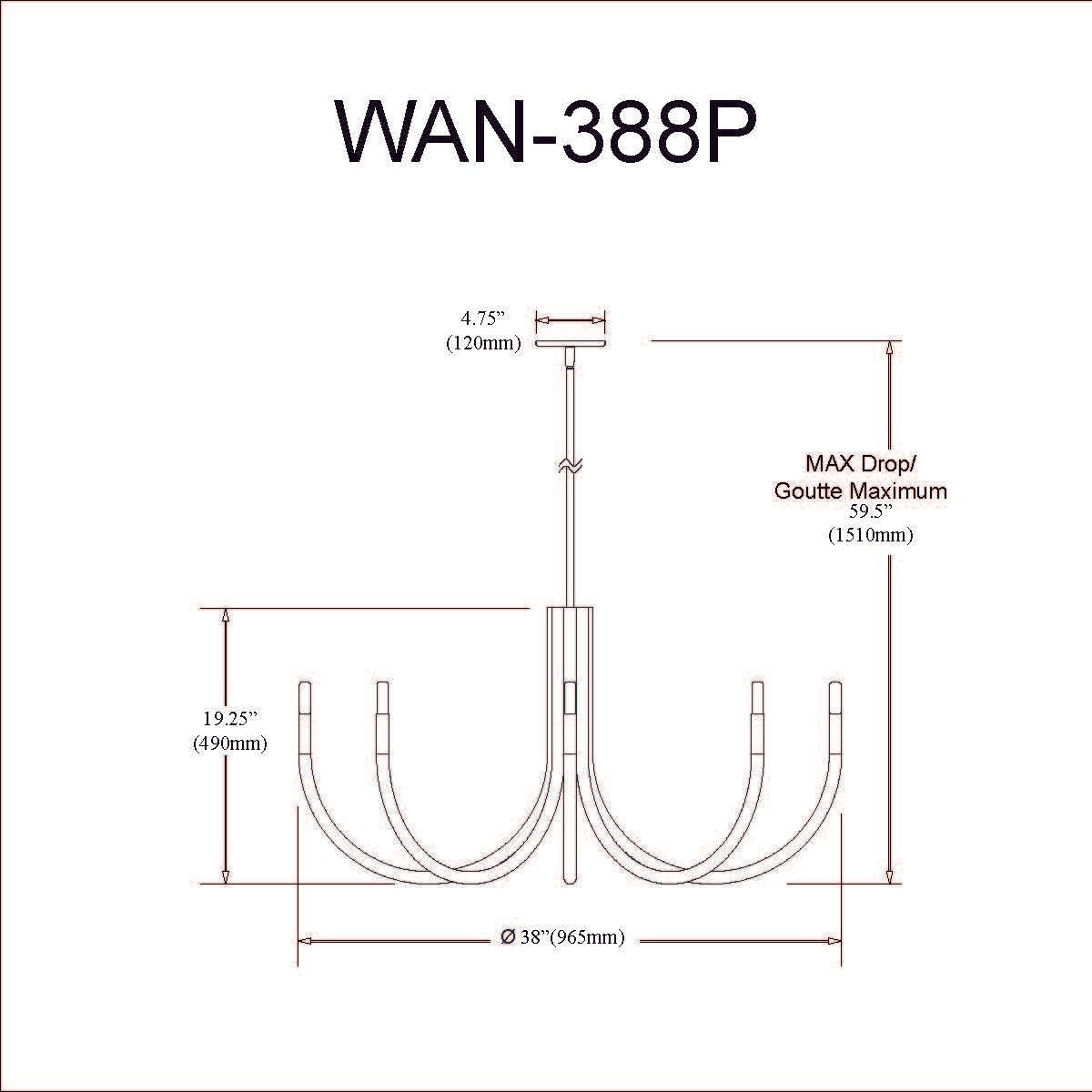 Chandelier Wand - Blanc sable 38" by Dainolite | Luminaires & cie
