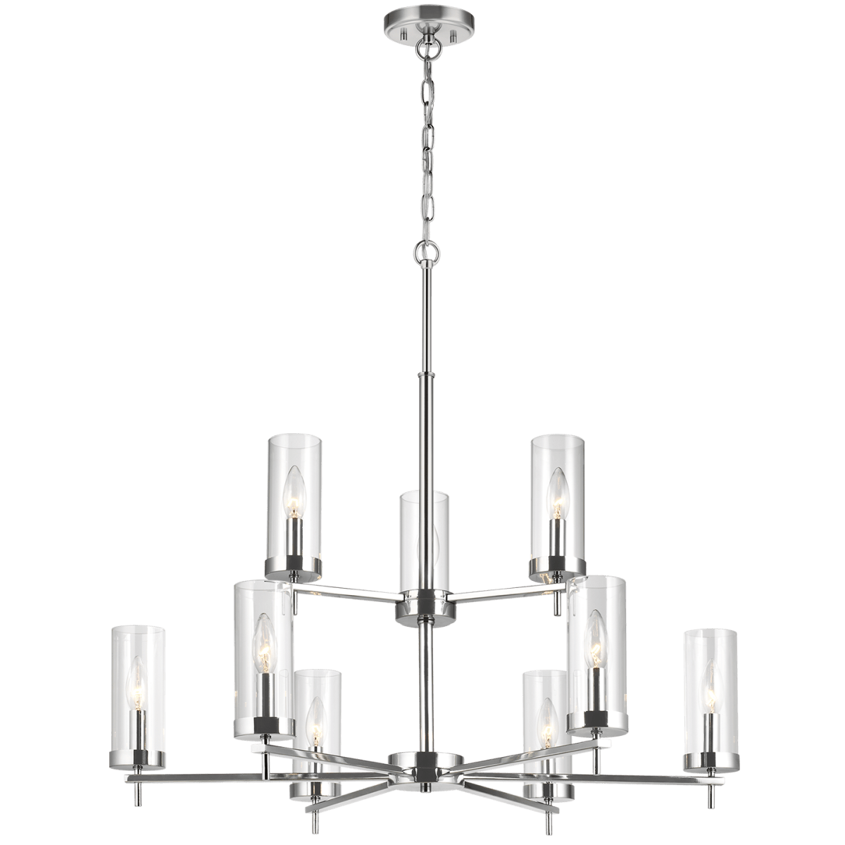 Chandelier Zire - Chrome 32" Ampoules non - incluses by Visual Comfort Studio | Luminaires & cie