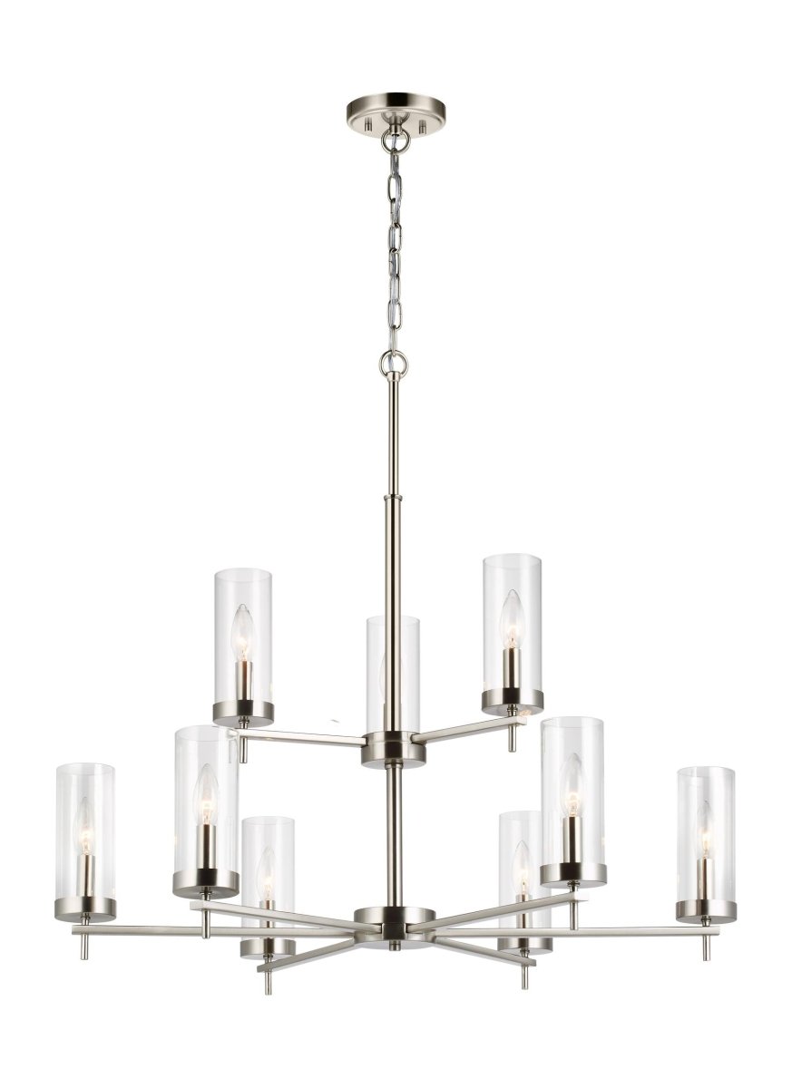 Chandelier Zire - Nickel brossé 32" Ampoules non - incluses by Visual Comfort Studio | Luminaires & cie