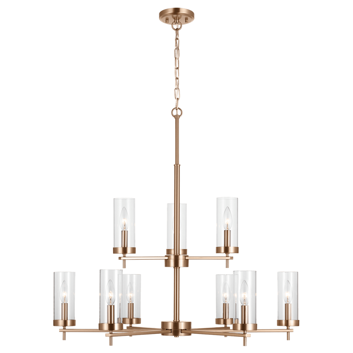 Chandelier Zire - Laiton satiné 32" Ampoules DEL incluses by Visual Comfort Studio | Luminaires & cie