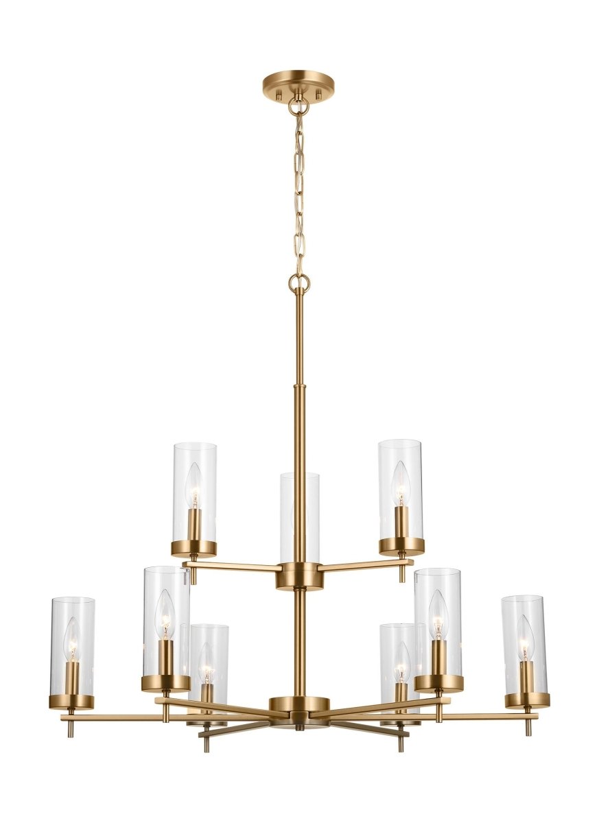 Chandelier Zire - Laiton satiné 32" Ampoules DEL incluses by Visual Comfort Studio | Luminaires & cie