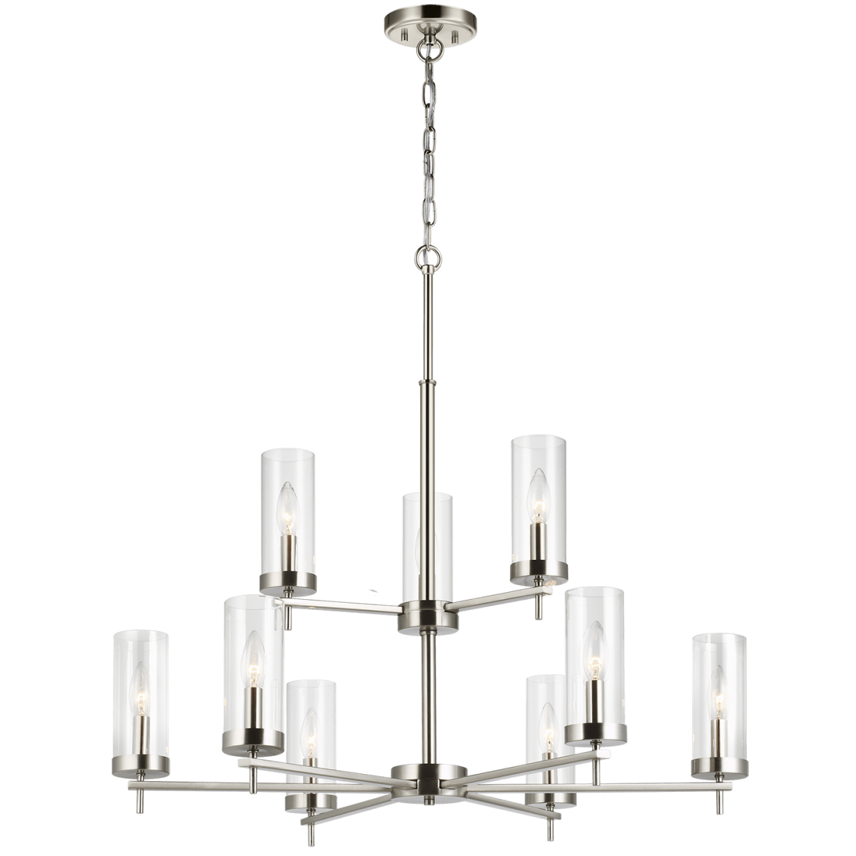 Chandelier Zire - Nickel brossé 32" Ampoules DEL incluses by Visual Comfort Studio | Luminaires & cie