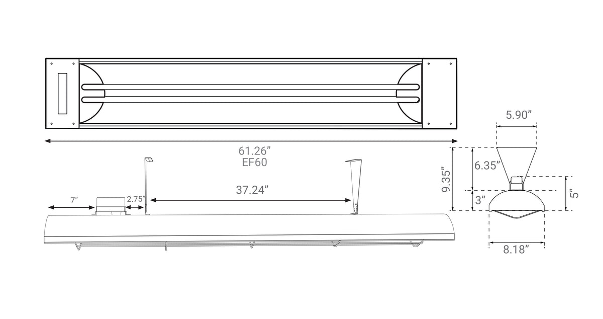 Chaufferette infrarouge 6000W EF60 Series Mason, Blanc, 208V – vue 3