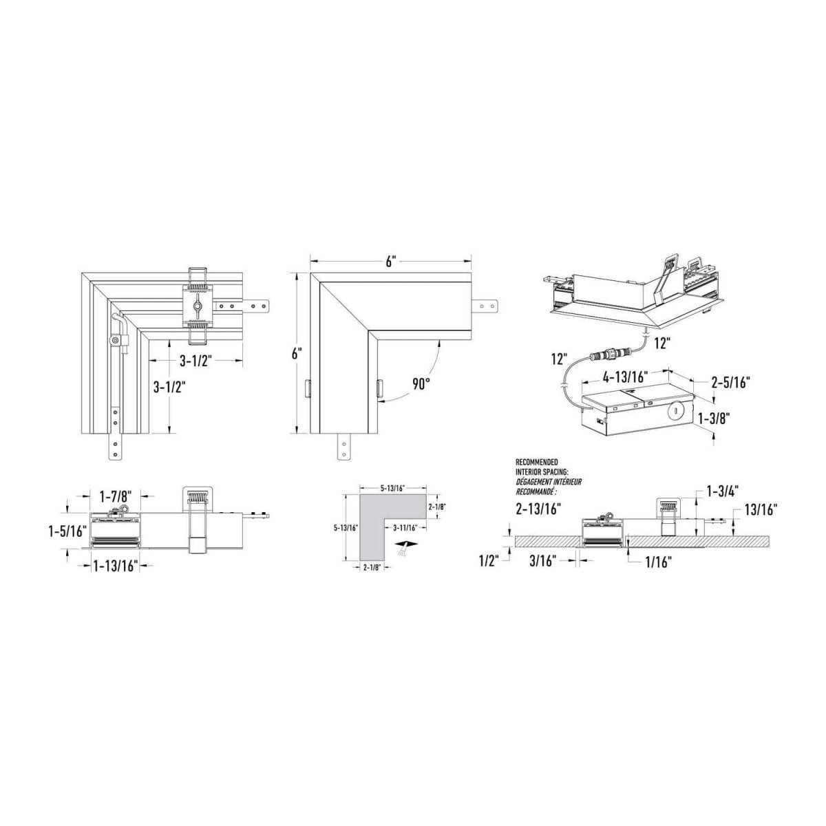 Connecteur en L encastré Boulevard - Blanc 120/277/347 V by dals | Luminaires & cie