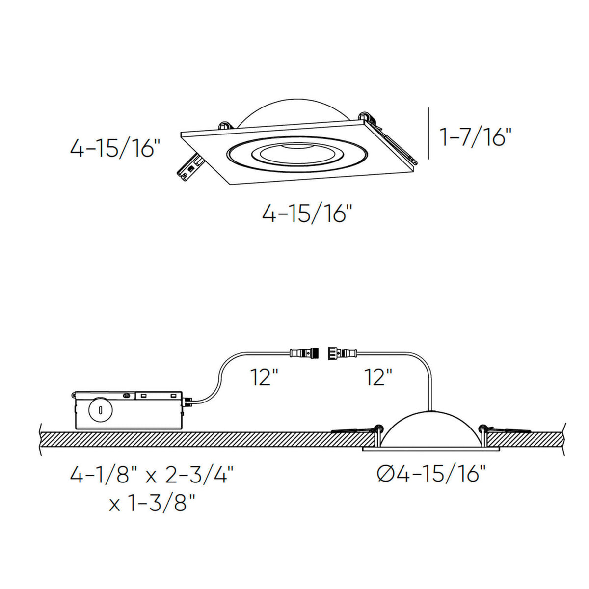 Encastré 4" carré Pivot Noir, 2700K/3000K/3500K/4000K/5000K – vue 2