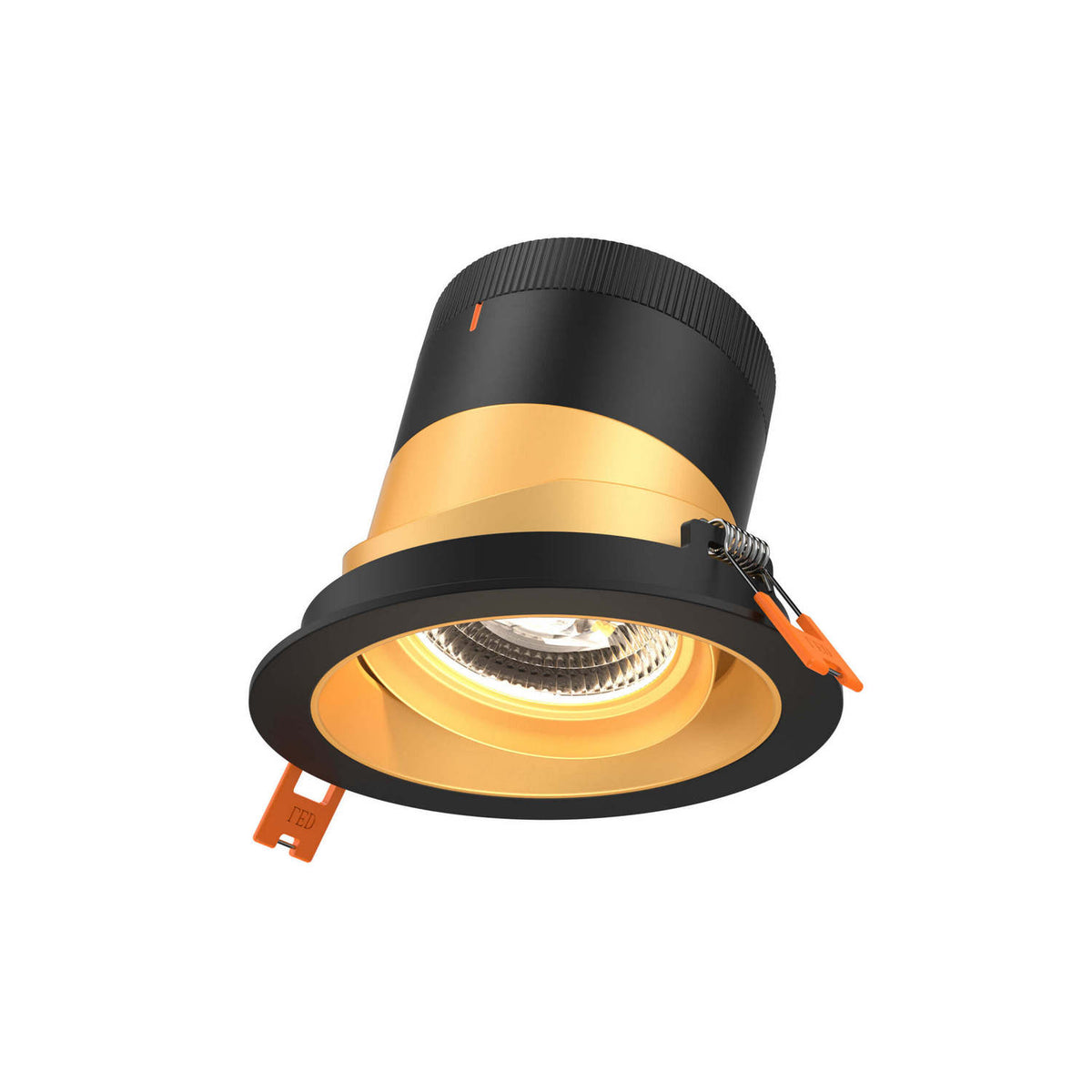 Encastré 4" rond dirigeable Moda 20°, Noir, Or – dals