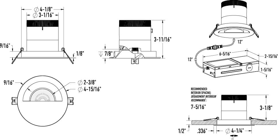 Encastré 4" rond lèche-mur Moda 20°, Noir – vue 2