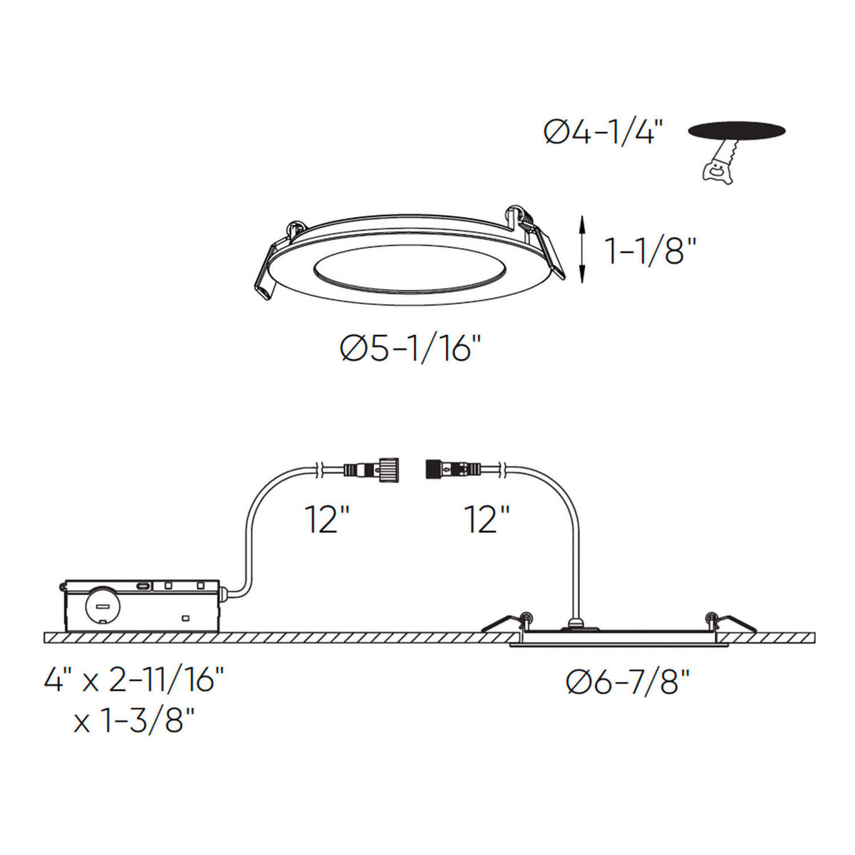 Encastré panneau DEL 4" homologué coupe-feu Excel – vue 3
