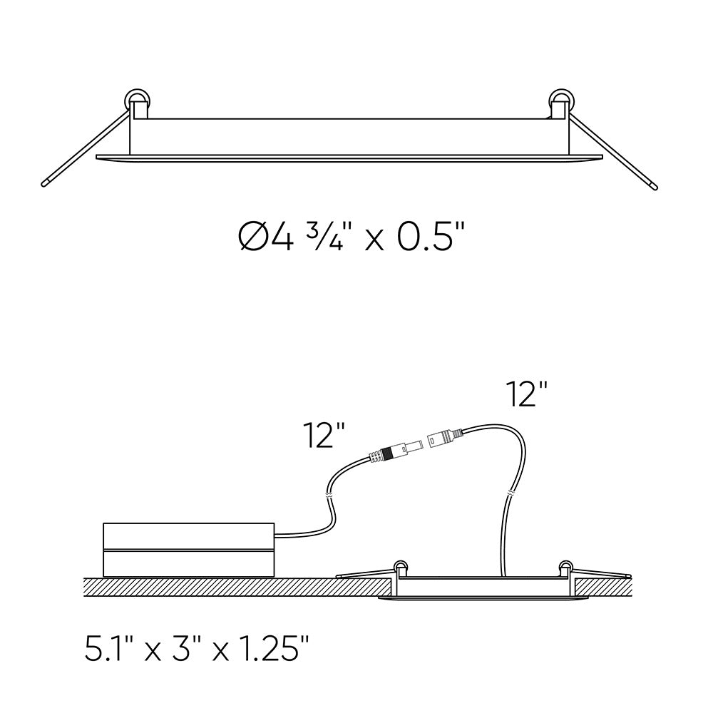 Encastré panneau DEL 4" rond Excel Noir, 4 3/4" – vue 2