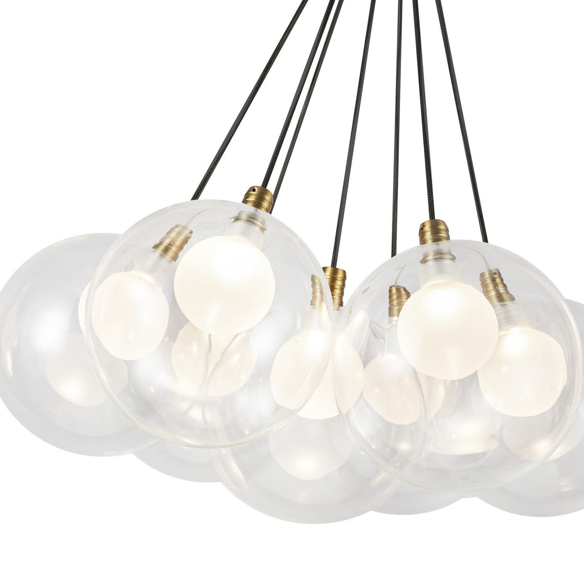 Lustre Bolla Or brossé, Verre transparent à l'extérieur, opale à l'intérieur, 16 1/2" – vue 3