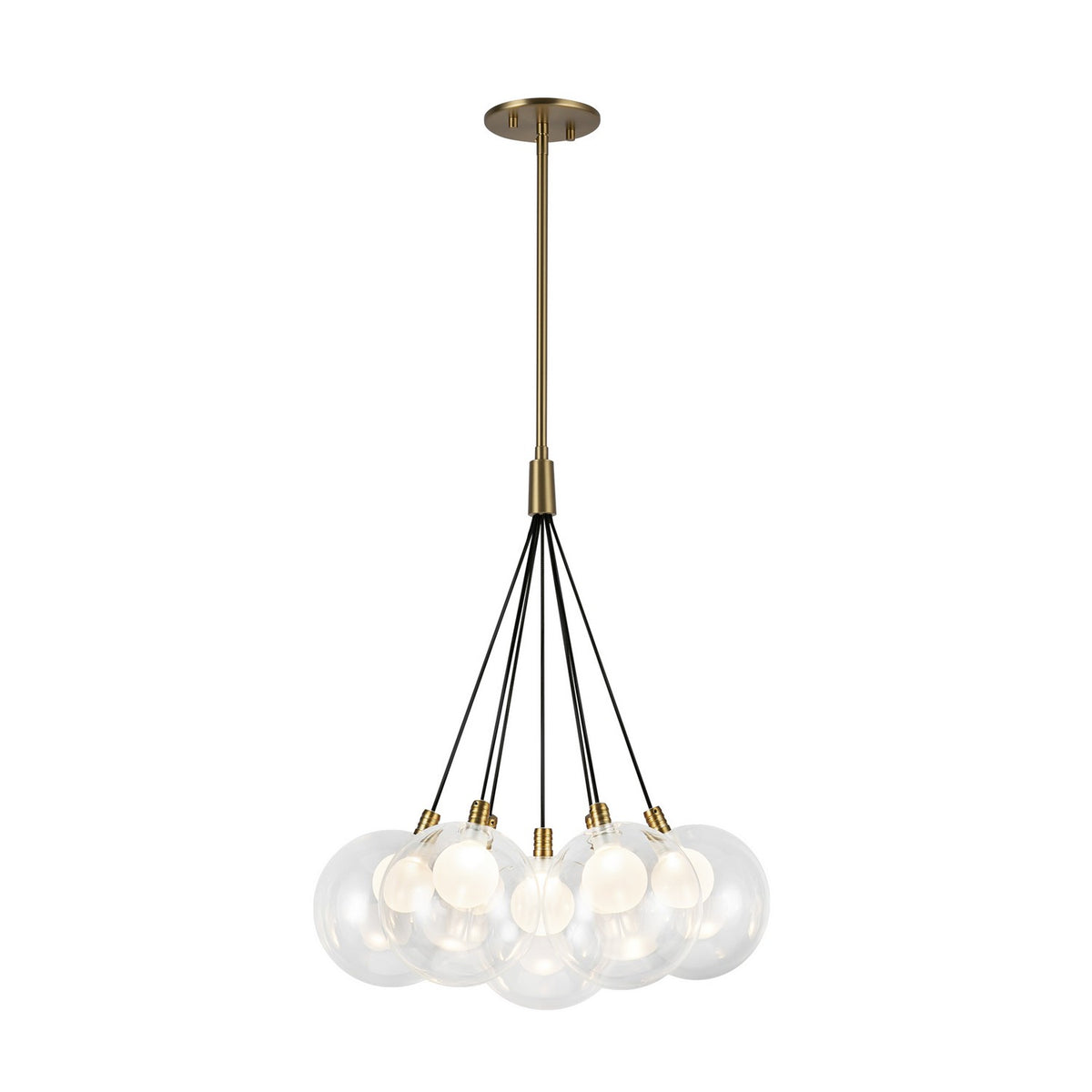 Lustre Bolla Or brossé, Verre transparent à l'extérieur, opale à l'intérieur, 16 1/2" – Kuzco Lighting