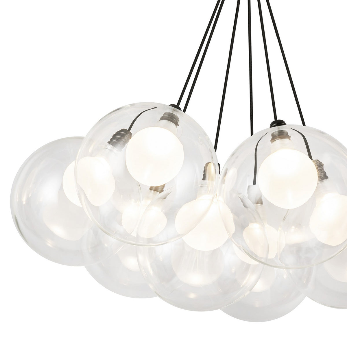 Lustre Bolla Noir, Verre transparent à l'extérieur, opale à l'intérieur, 16 1/2" – vue 3