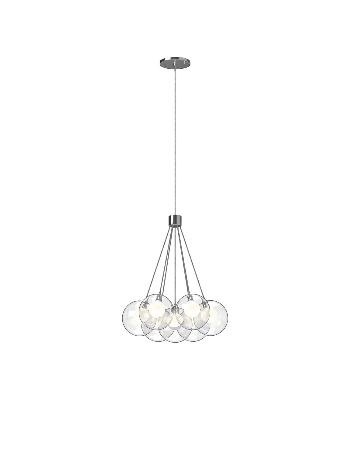 Lustre Bolla Chrome, Verre transparent à l'extérieur, opale à l'intérieur, 16 1/2" – vue 2