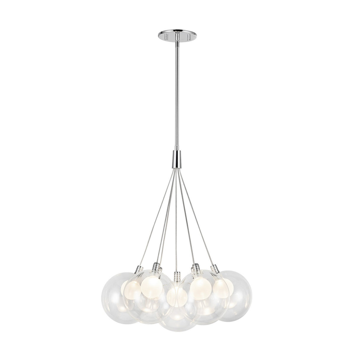 Lustre Bolla Chrome, Verre transparent à l'extérieur, opale à l'intérieur, 16 1/2" – Kuzco Lighting