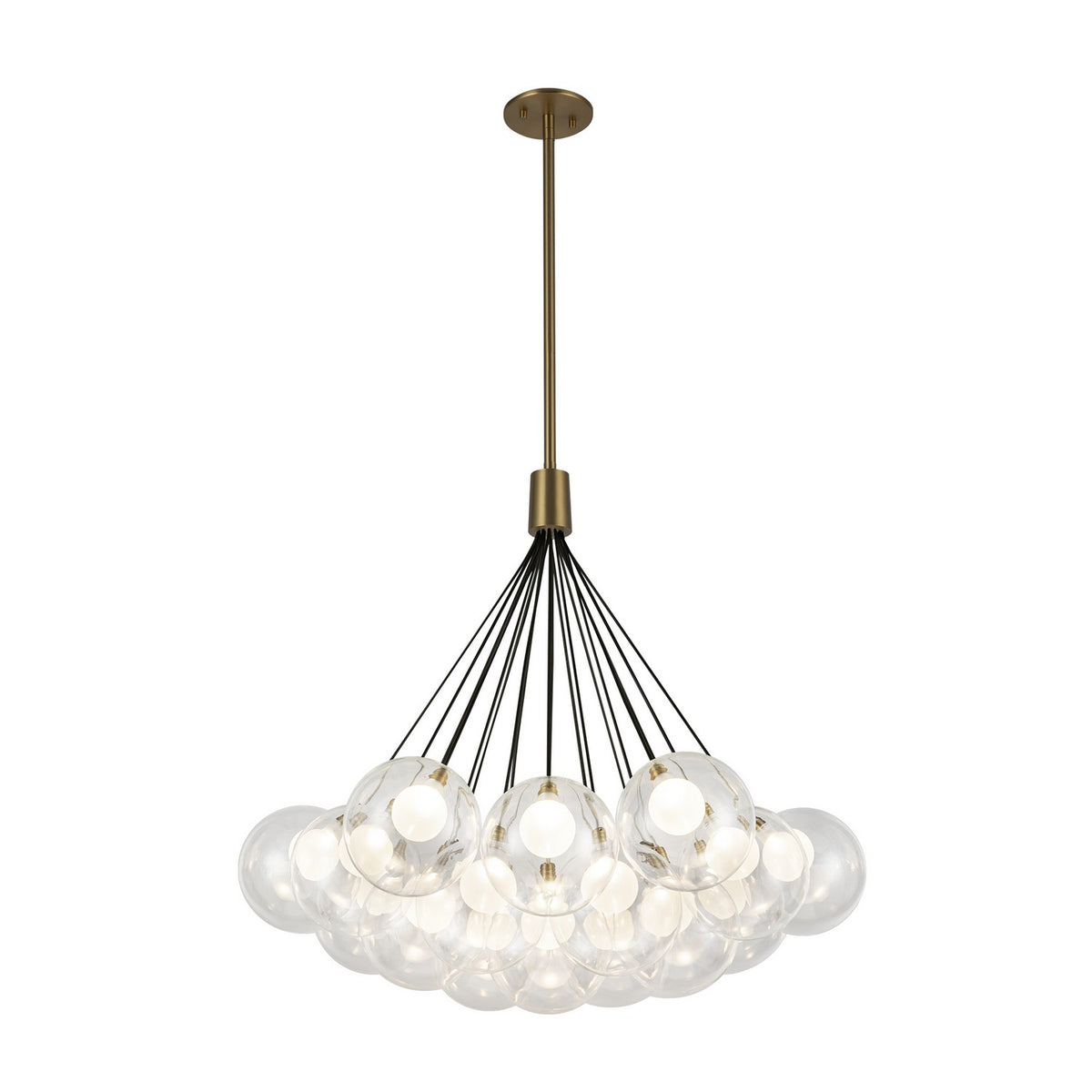 Lustre Bolla Or brossé, Verre transparent à l'extérieur, opale à l'intérieur, 28" – vue 2