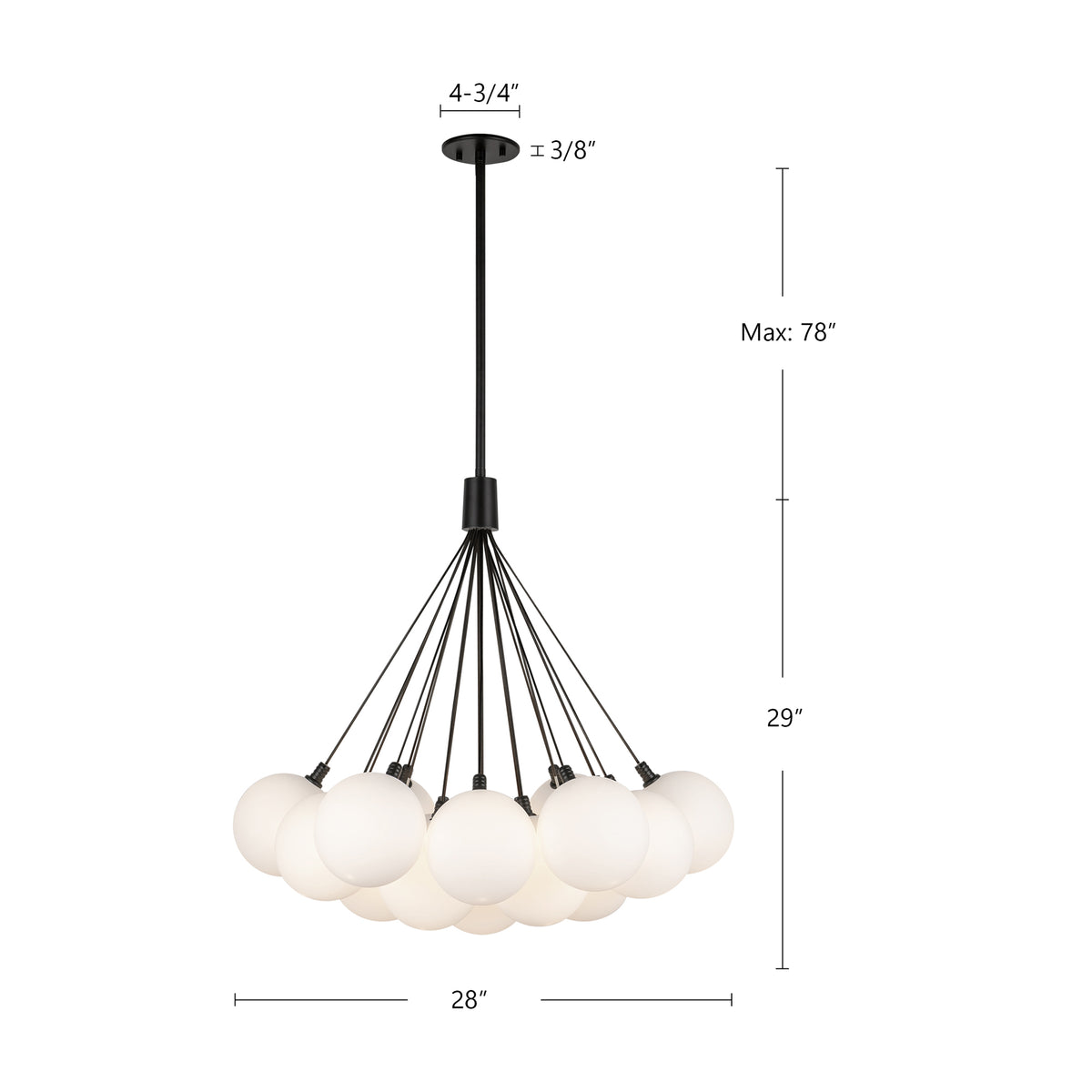 Lustre Bolla Or brossé, Verre transparent à l'extérieur, opale à l'intérieur, 28" – vue 5