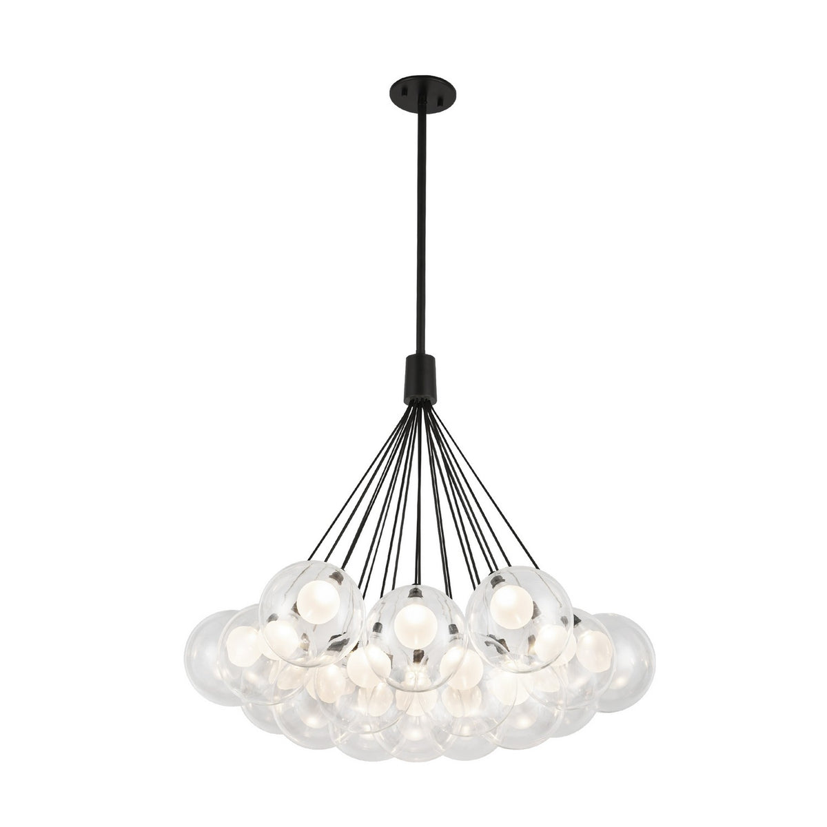 Lustre Bolla Noir, Verre transparent à l'extérieur, opale à l'intérieur, 28" – vue 2