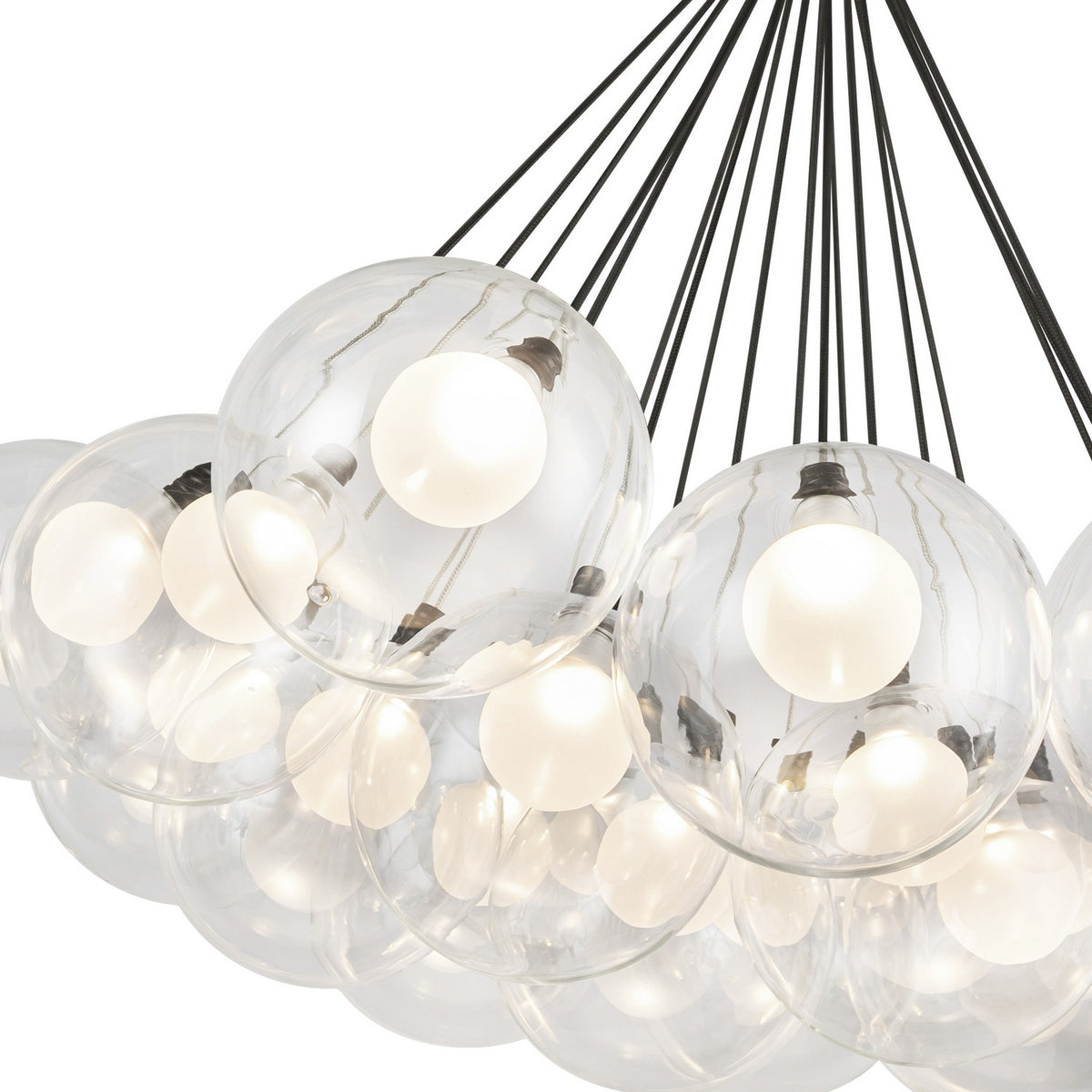 Lustre Bolla Noir, Verre transparent à l'extérieur, opale à l'intérieur, 28" – vue 3