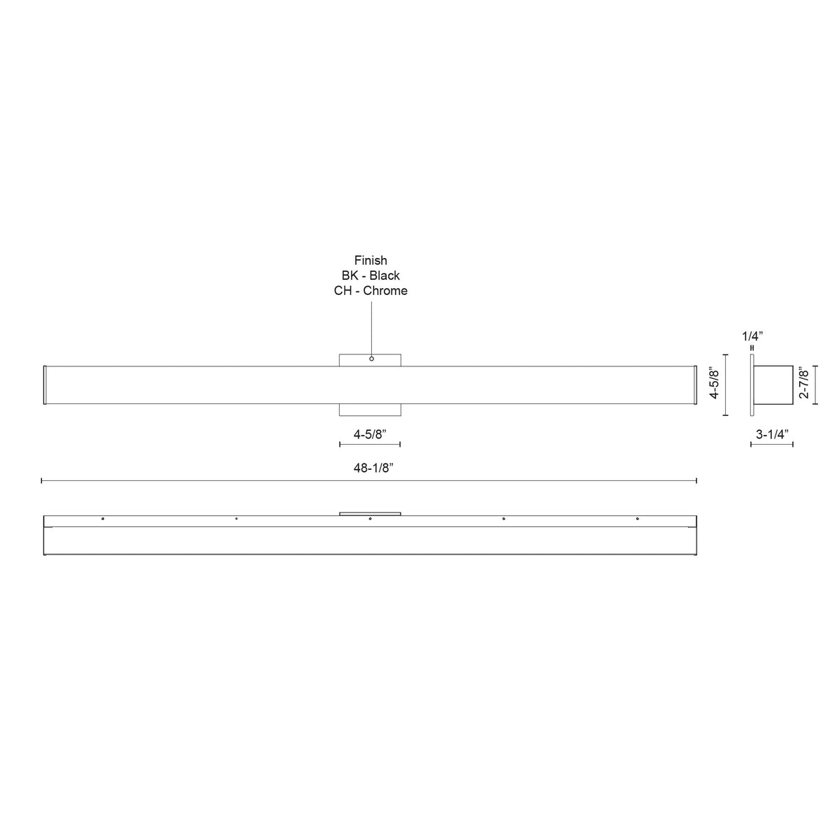 Barre d'éclairage de salle de bain Jane Noir, 48 1/8" – vue 2