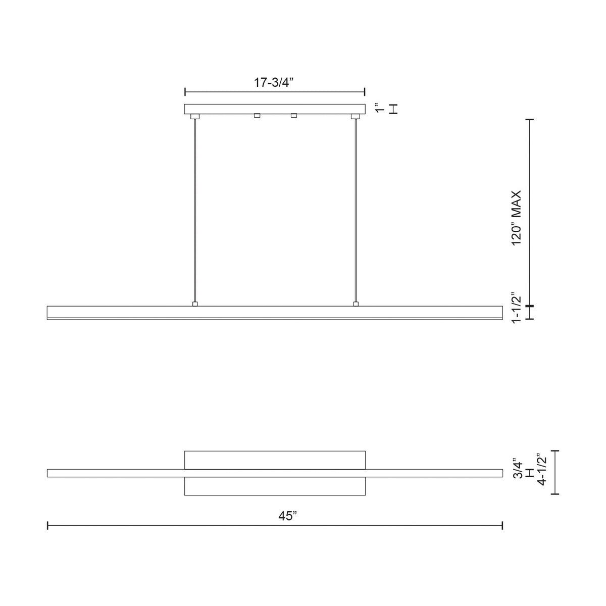 Suspension linéaire Vega Or brossé, 45", 3000K – vue 3
