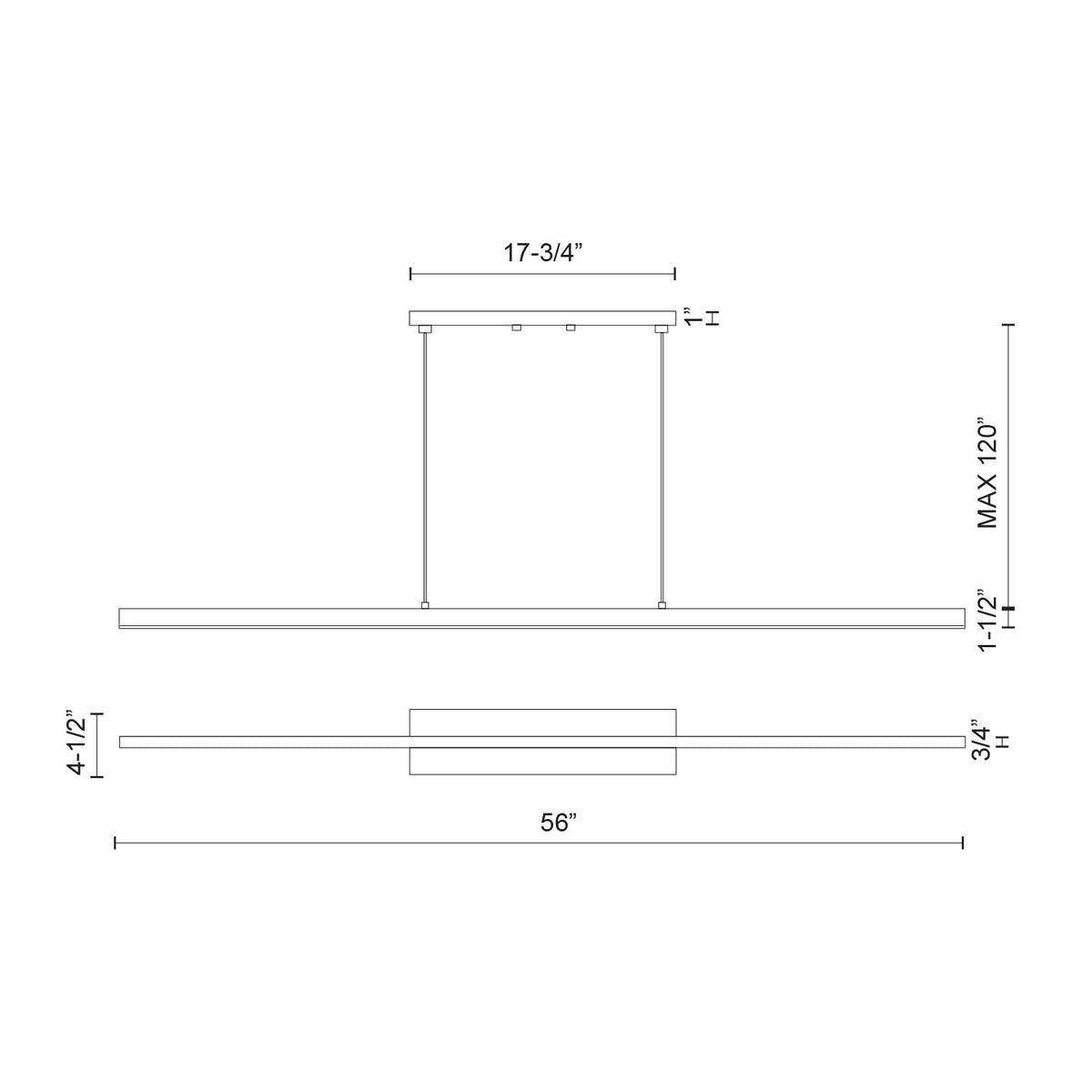 Suspension linéaire Vega Noir, 56", 2700K – vue 2