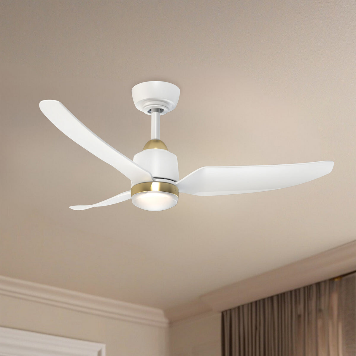 Ventilateur de plafond Hugo Oui, Or brossé/Blanc, 42 3/8" – vue 5