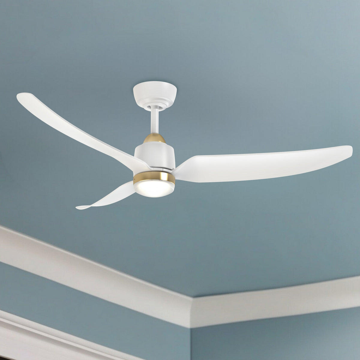 Ventilateur de plafond Hugo Oui, Or brossé/Blanc, 52" – vue 5