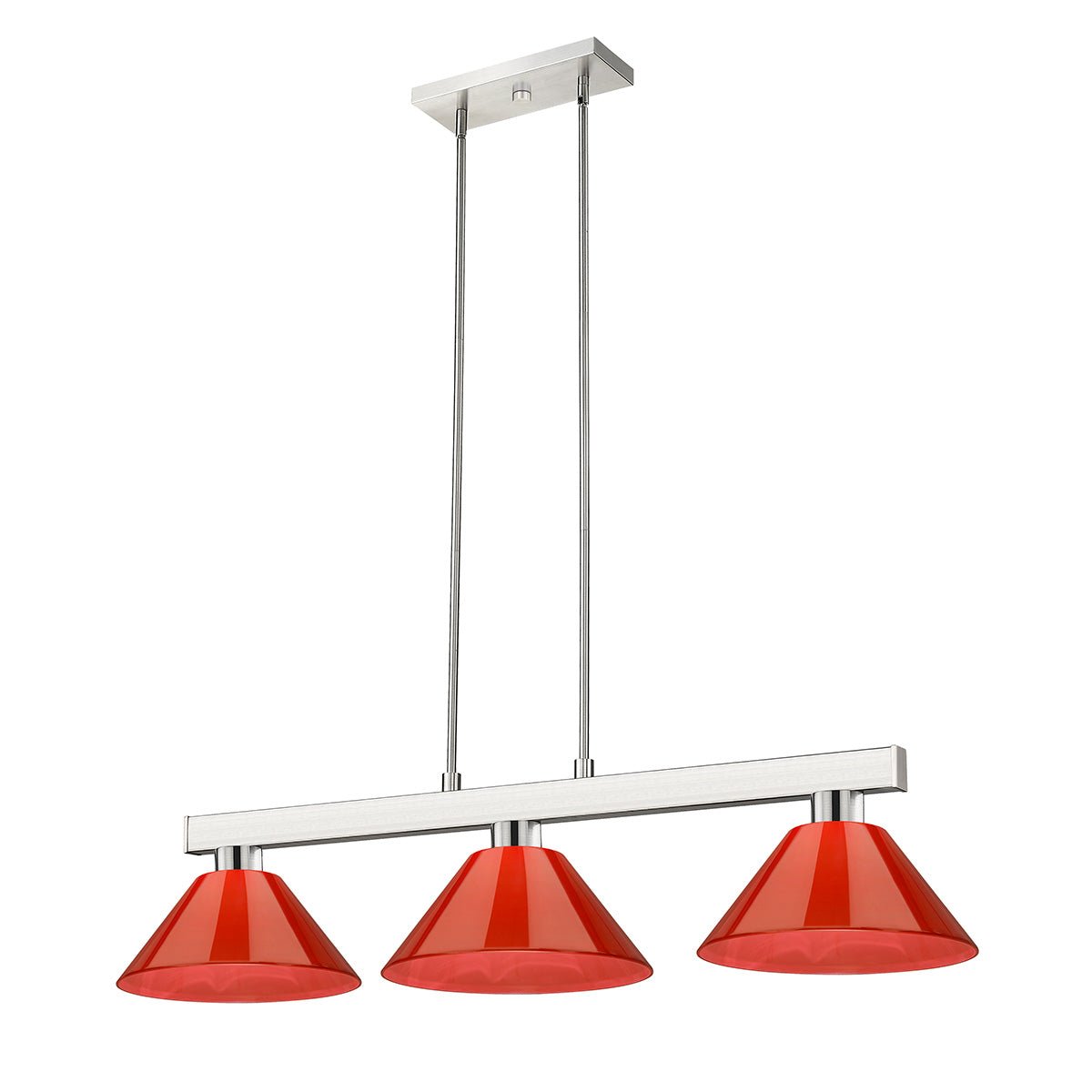 Lampe de billard Cobalt - Nickel brossé Rouge 14" by Z - Lite | Luminaires & cie