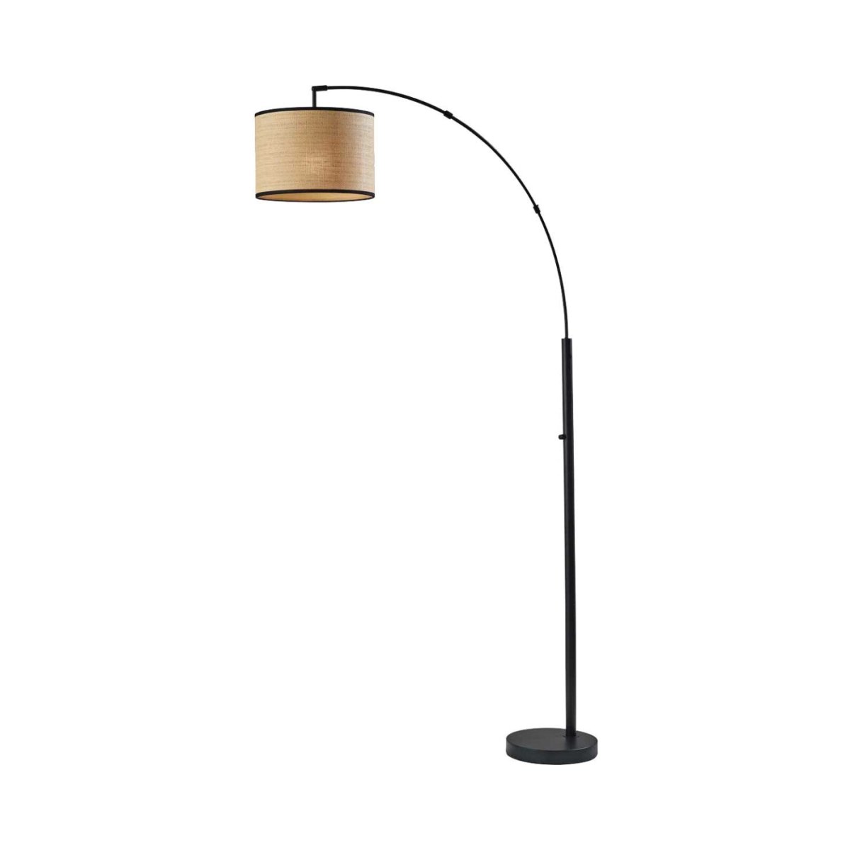 Lampe de plancher Bowery - Noir Tissage naturel by Adesso | Luminaires & cie