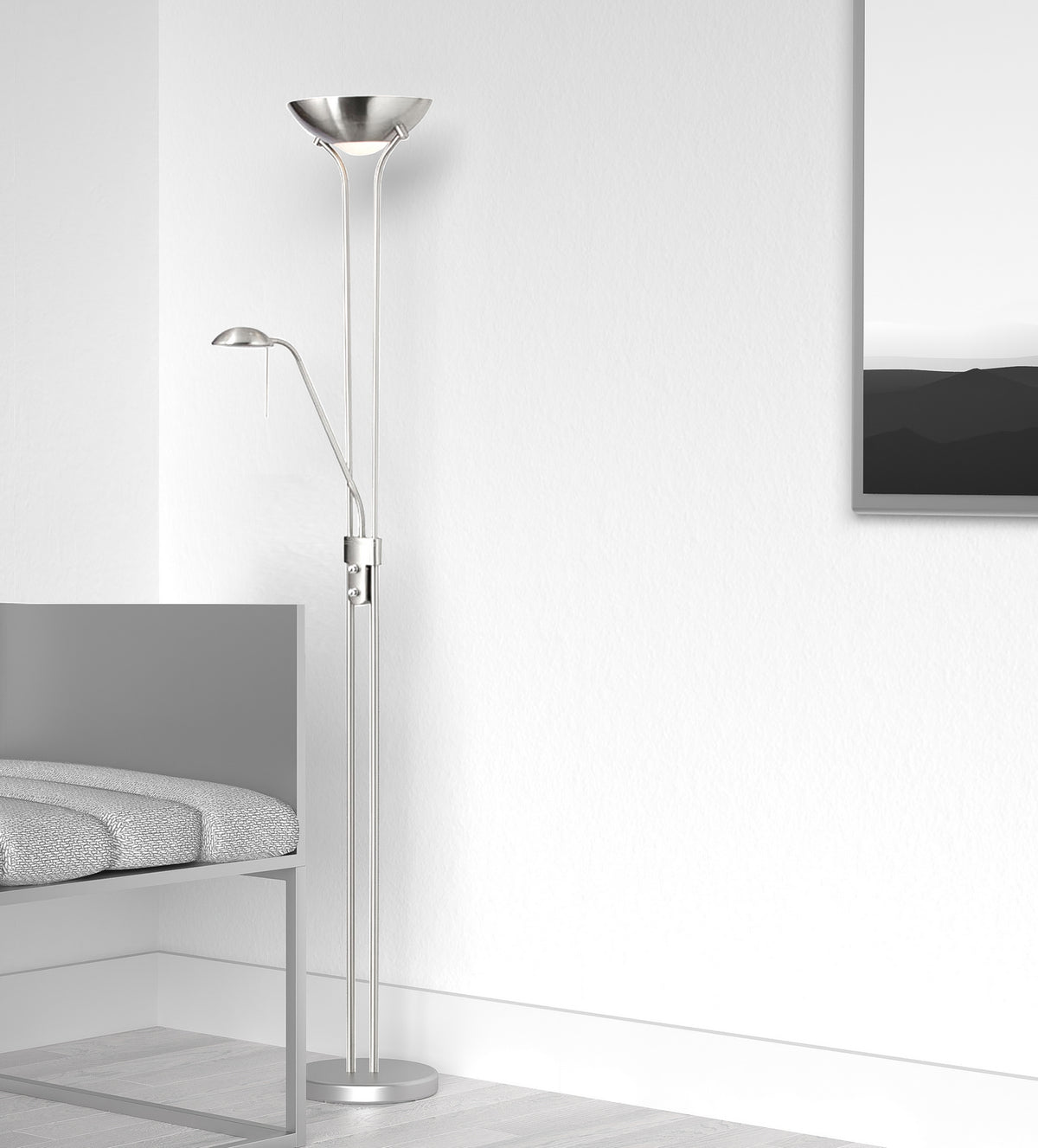 Torchère Contemporary Chrome satiné – vue 2