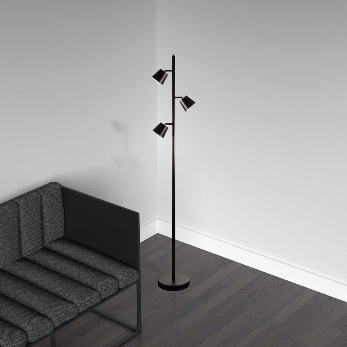 Lampe sur pied Modern Noir / Noir mat – vue 2