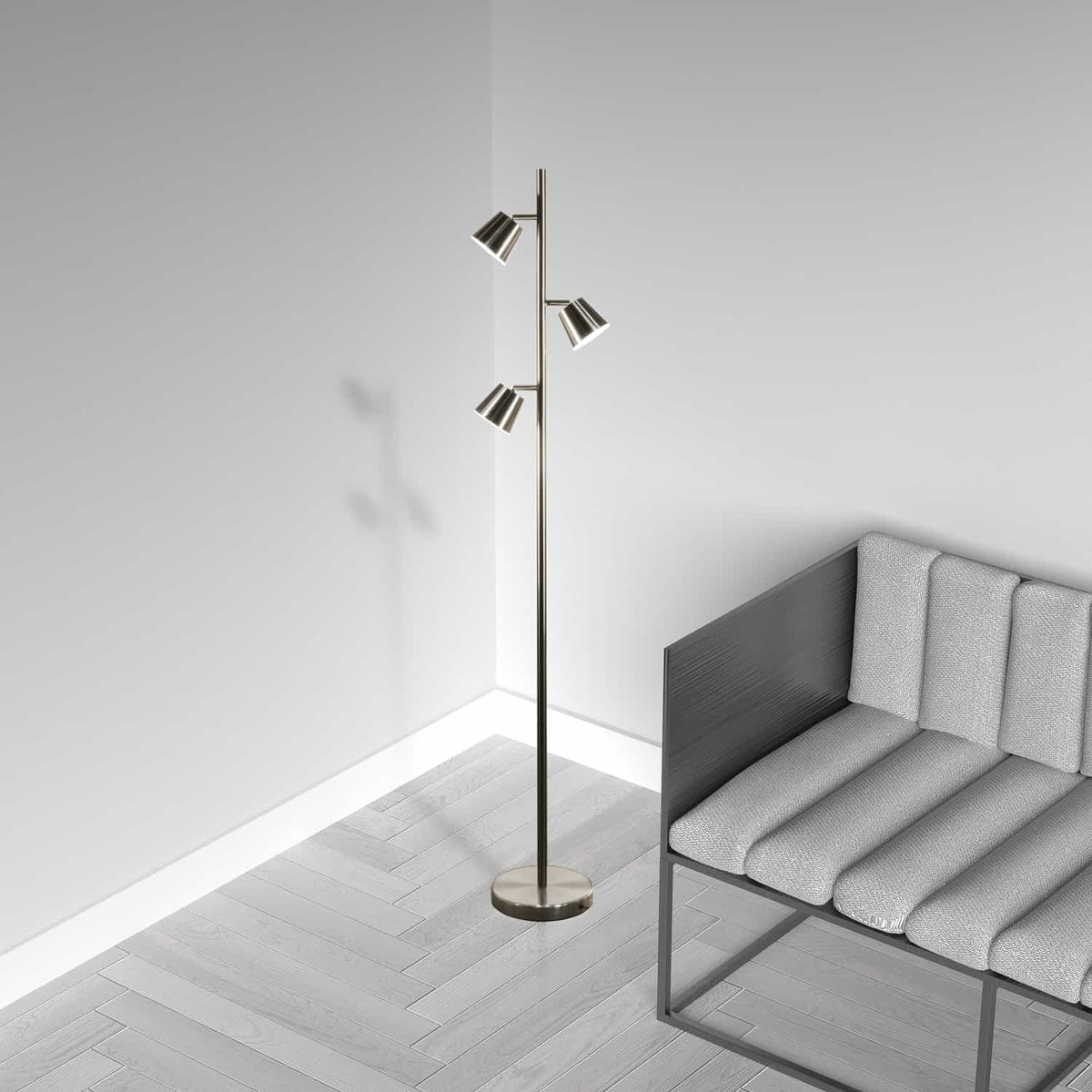 Lampe sur pied Modern Chrome satiné – vue 2