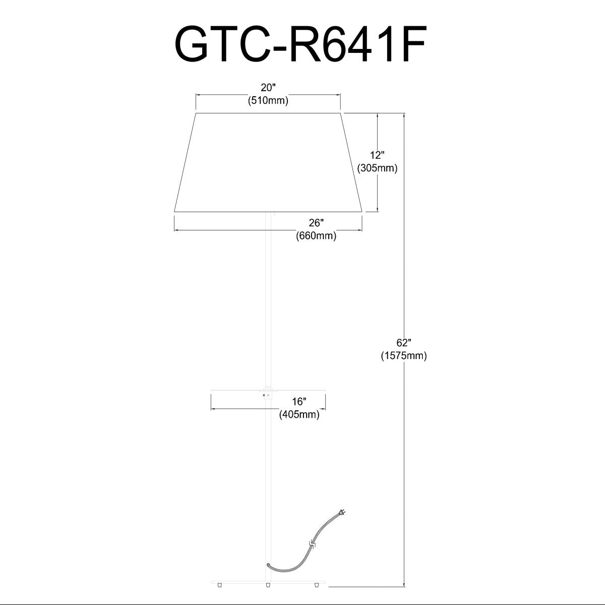 Lampe de plancher Gretchen R - Laiton vieilli Avec table by Dainolite | Luminaires & cie